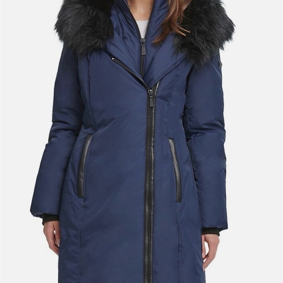 DKNY Midnight Puffer Coat with Faux Fur Trim - Picture 11 of 11